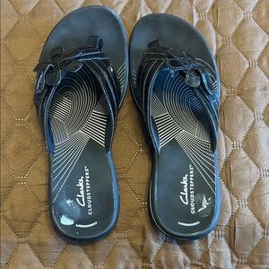 Clarks Women's Black Slide Sandals